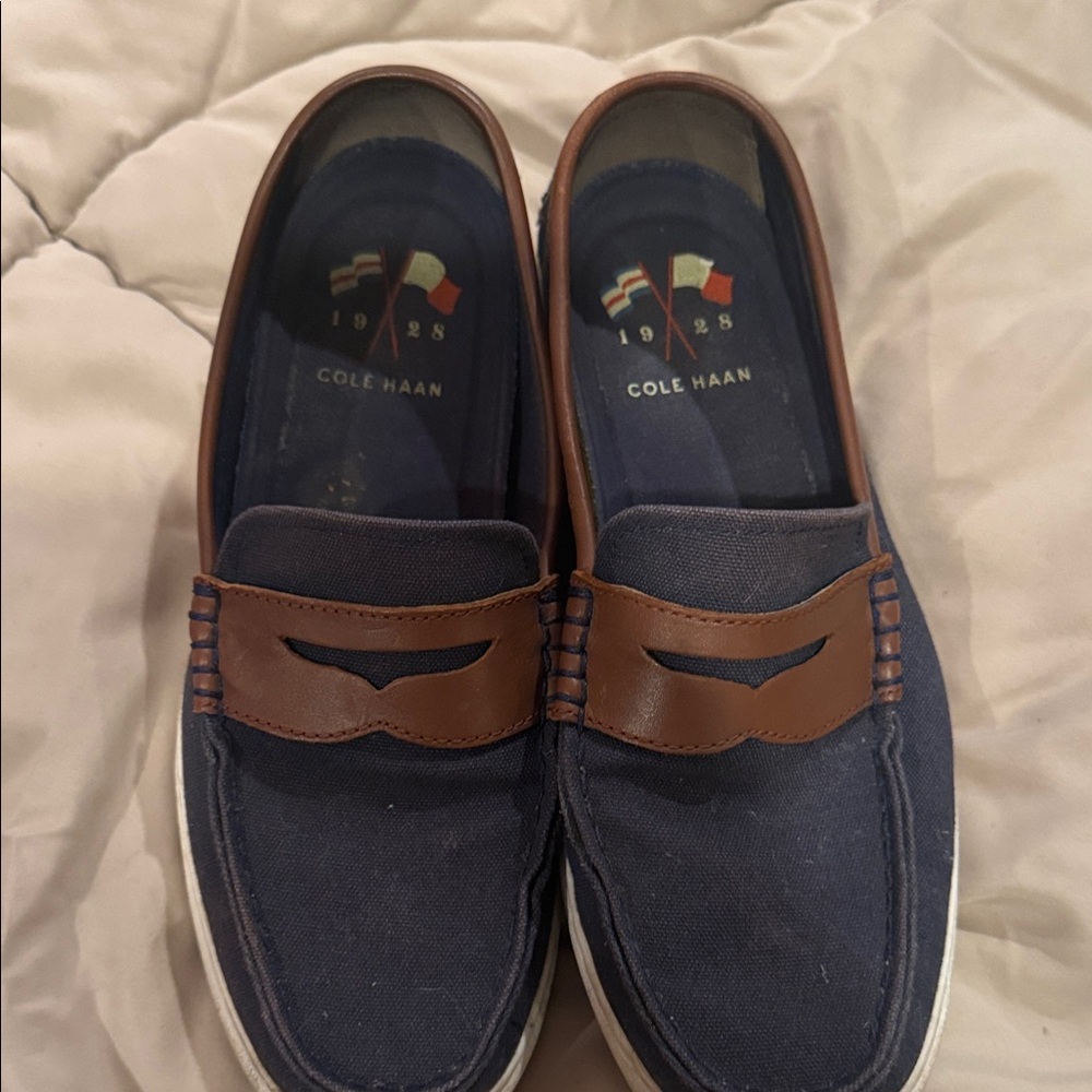 Cole Haan Men's Blue and Brown Slip-On Loafers
